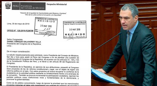Salvador del Solar remitió el documento de la ‘Cuestión de Confianza’ al Congreso de la República