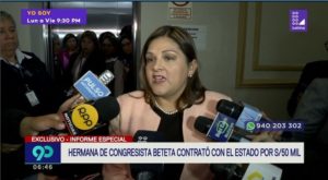 Hermana de congresista Beteta contrató de manera ilegal con el estado.