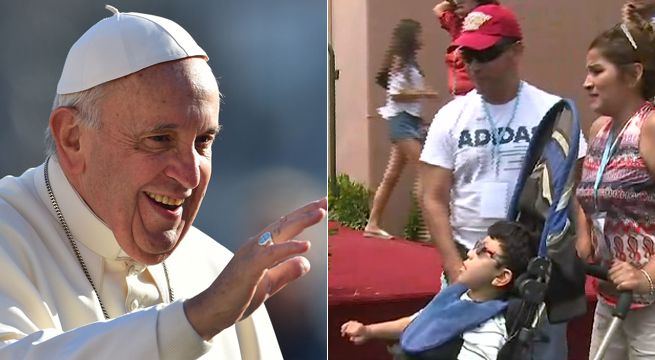 Francisco en Trujillo: papa entregó rosario a niño con discapacidad