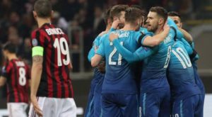 Europa League: Arsenal derrotó 2 a 0 al AC Milan