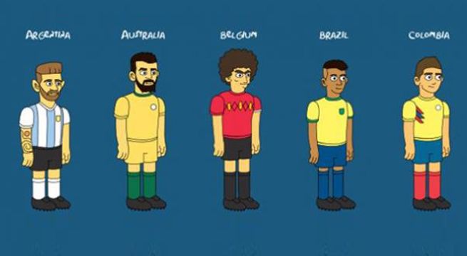 Mira las 32 estrellas de las selecciones mundialistas al estilo de Los Simpson