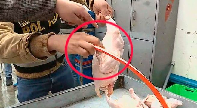 ATE: Policía interviene avícola informal donde se inflaba pollo con agua contaminada