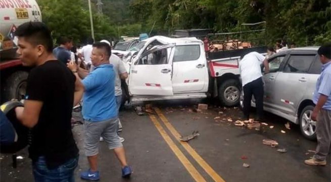 Triple choque deja un herido grave en región San Martín