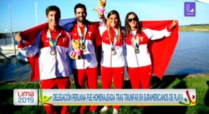Delegación peruana fue homenajeada tras triunfar en Suramericanos de playa