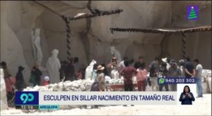 FAMILIA DE ARTESANOS AREQUIPEÑOS ELABORAN NACIMIENTO UTILIZANDO SILLAR