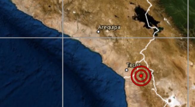 Sismo de magnitud 5.0 se percibió este jueves en Tacna