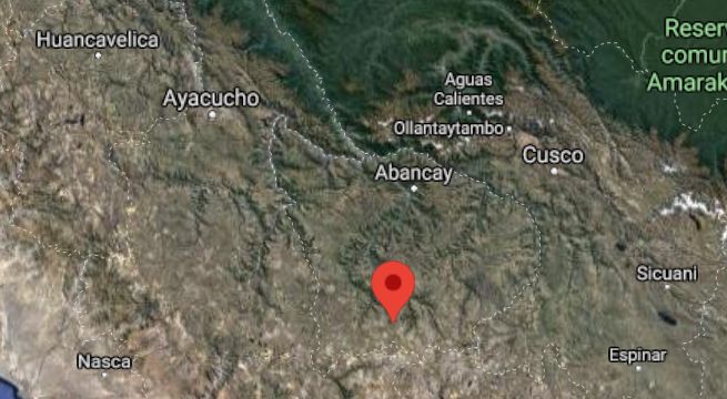 Sismo de magnitud 5.4 se produjo esta noche en Apurímac