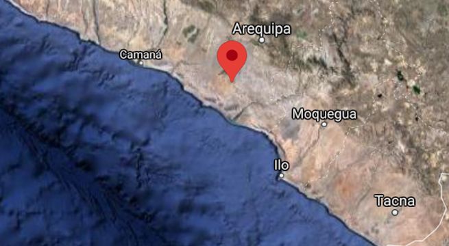 Sismo de magnitud 3.8 fue reportado esta tarde en Arequipa