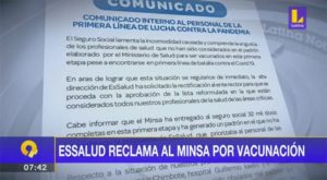 EsSalud reclama al Minsa por vacunación