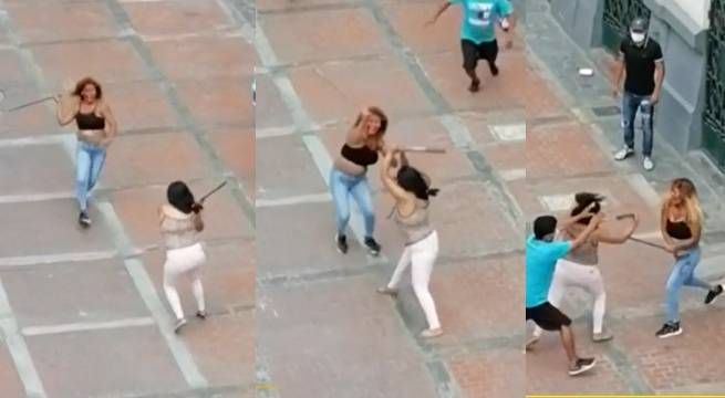 Mujeres se pelean con palos y fierros en el Centro de Lima [Video]