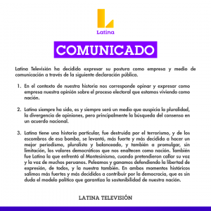 Declaración de Latina Televisión