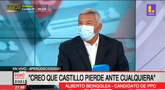 Alberto Beingolea sobre Pedro Castillo: “Creo que pierde contra cualquiera en segunda vuelta”