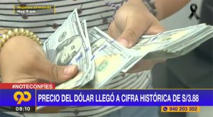 Precio del dólar llegó a cifra histórica de S/3.88