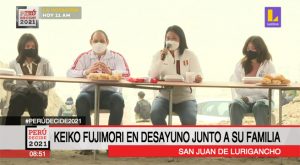 Keiko Fujimori desayunó en un asentamiento humano antes de ir a votar