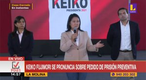 Keiko Fujimori se pronuncia sobre pedido de prisión preventiva