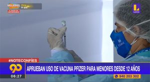 Aprueban uso de vacuna Pfizer para menores desde 12 años