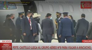 Pedro Castillo llegó al Grupo Aéreo N°8 para viajar a Ayacucho