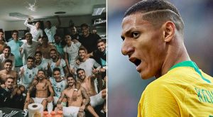 Richarlison anota triplete con Brasil y es víctima de burlas por parte de Di María y Paredes