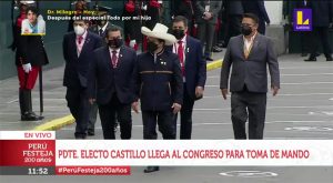 Así fue la llegada de Pedro Castillo al Congreso de la República para la toma de mando