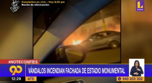 Vándalos prenden fuego en los exteriores del Estadio Monumental