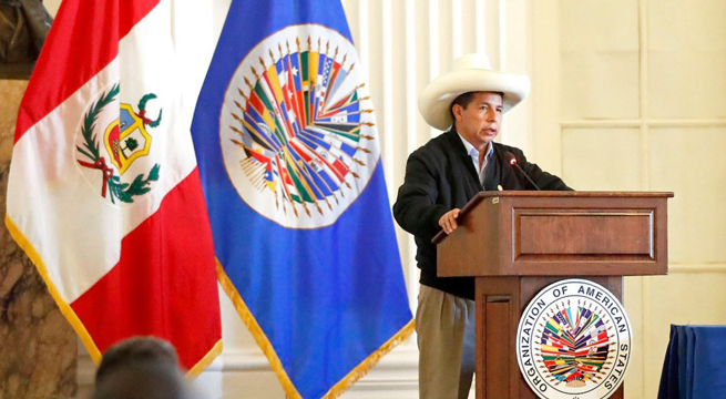 Pedro Castillo ante la OEA: “Nosotros no somos comunistas, no vamos a expropiar a nadie”