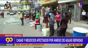 Casas y negocios afectados por aniego de aguas servidas en San Juan de Lurigancho