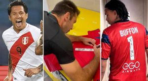 Lapadula regaló camiseta autografiada por Buffon a Pedro Gallese