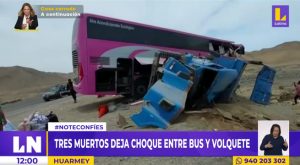 Huarmey: tres muertos deja choque entre bus y volquete