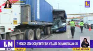 Surco: 17 heridos deja choque entre bus y tráiler en la Panamericana Sur