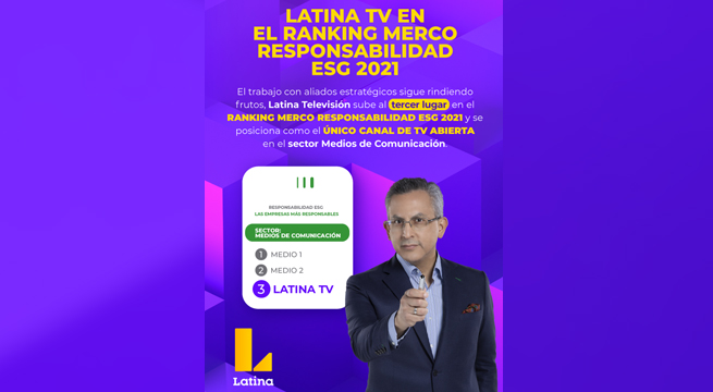 Latina Televisión se ubica en el tercer lugar en el Ranking Merco Responsabilidad ESG