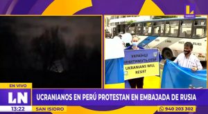 San Isidro: ucranianos en Perú protestan frente a embajada de Rusia