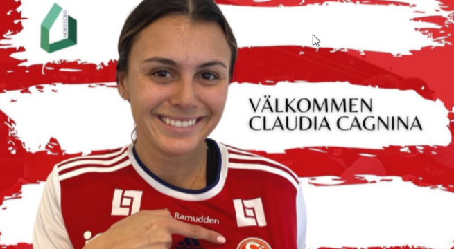 Claudia Cagnina fue presentada como refuerzo del club Sandvikens IF de Suecia
