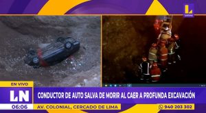 Callao: conductor se salva de morir al caer a profunda excavación