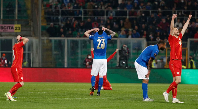 ¡Italia queda fuera del Mundial! ‘Azzurri’ cayó ante Macedonia del Norte y no irá a Qatar