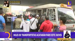 Miles de transportistas acatarán paro en Lima y Callao este jueves 17