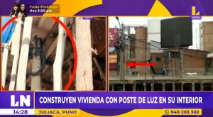 Puno: construyen vivienda con poste de luz en su interior