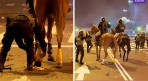 Manifestantes atacan con piedras a la Policía montada
