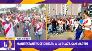 Toque de queda: manifestantes se dirigen a la Plaza San Martín