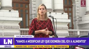 María Alva: Ley que exonera IGV a alimentos se puede corregir inmediatamente