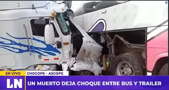 Ascope: un muerto y varios heridos dejó choque entre tráiler y bus de Civa
