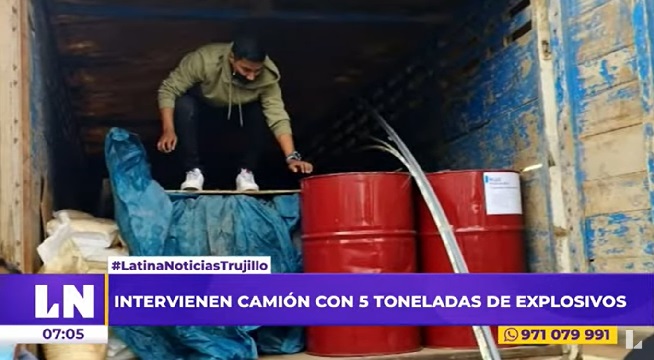 Víctor Larco: intervienen camión con 5 toneladas de insumos para explosivos