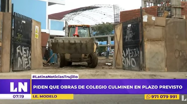 Trujillo: piden que obras de colegio culminen en plazo previsto