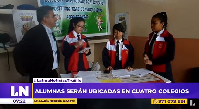 Trujillo: alumnas del colegio María Negrón serán reubicadas en 4 colegios
