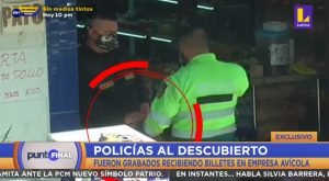 Carabayllo: policías fueron captados recibiendo billetes en empresa avícola