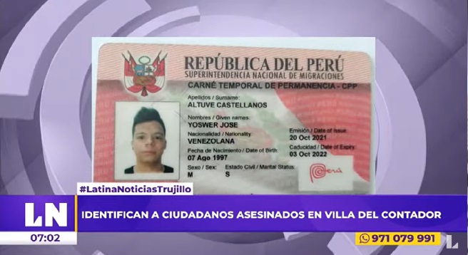 Trujillo: identifican a extranjeros asesinados en edificio de Villa del Contador