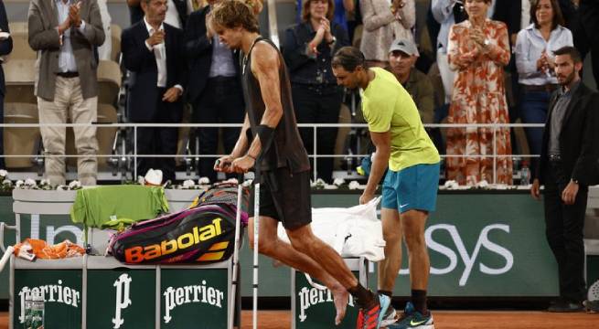 Rafael Nadal es finalista de Roland Garros tras lesión de Zverev