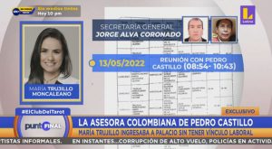 Asesora colombiana de Pedro Castillo visita Palacio de Gobierno sin tener vínculo laboral