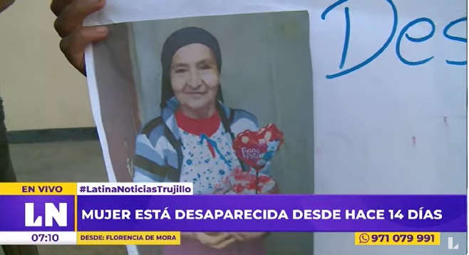 Trujillo: anciana desapareció hace dos semanas tras salir a cobrar una deuda a vecina