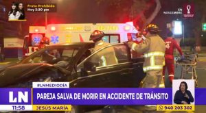 Pareja salva de morir en accidente de tránsito