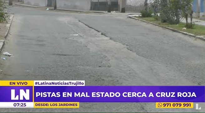Trujillo: reportan pistas en mal estado en calles cercanas a la Cruz Roja